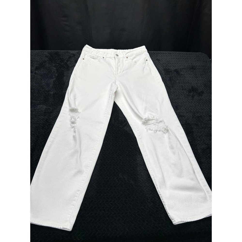 Old Navy White High-Rise O.G. Loose Distressed Jeans Size 10